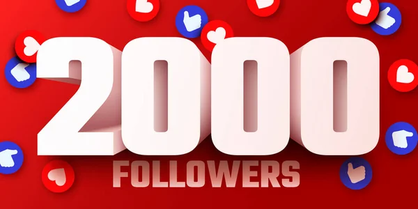 2000 Volgers Dank Social Network Vrienden Volgers Webgebruiker Dank Vieren — Stockvector