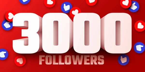 Bin 3000 Takipçi Teşekkür Ederim Sosyal Dostları Takipçileri Web Kullanıcısı — Stok Vektör
