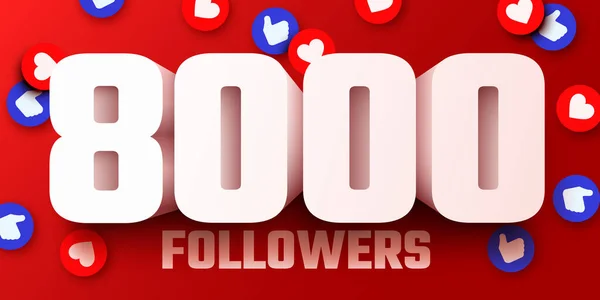 8000 Nebo 8000 Následovníků Děkuje Přátelé Sociálních Sítích Následovníci Uživatel — Stockový vektor