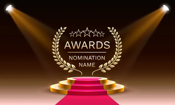 Premios Nominación Nombre Podio Premio Oro Evento Ceremonia Estrella Escena — Vector de stock