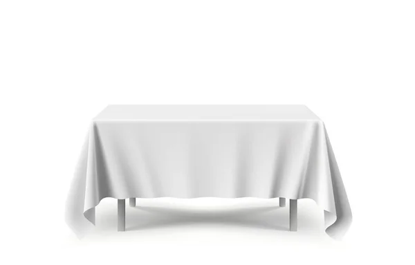 Tavolo Con Banner Arte Tovaglia Sfondo Bianco Illustrazione Vettoriale — Vettoriale Stock
