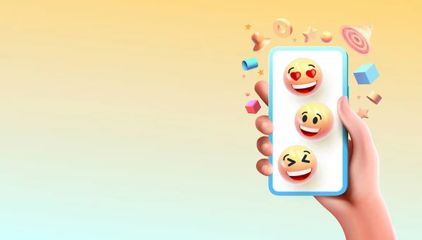 Ich Mag Soziale Medien Denen Menschen Kommunizieren Können Smartphone Emoji — Stockvektor