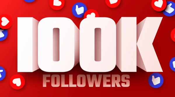 100K 100000 Volgers Dank Social Network Vrienden Volgers Webgebruiker Dank — Stockvector