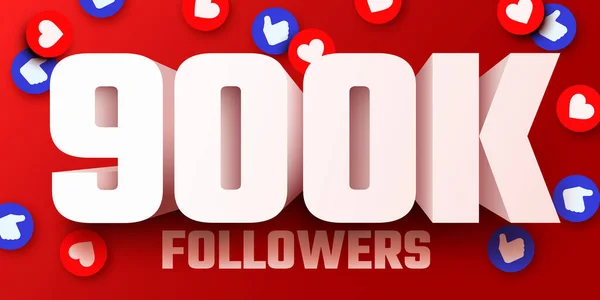 900 000 900000 Volgers Bedankt Social Network Vrienden Volgers Webgebruiker — Stockvector