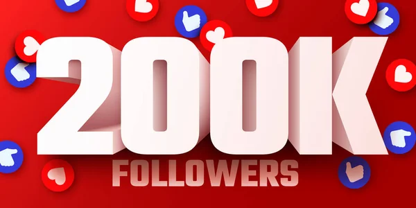 200K 200000 Volgers Dank Social Network Vrienden Volgers Webgebruiker Dank — Stockvector