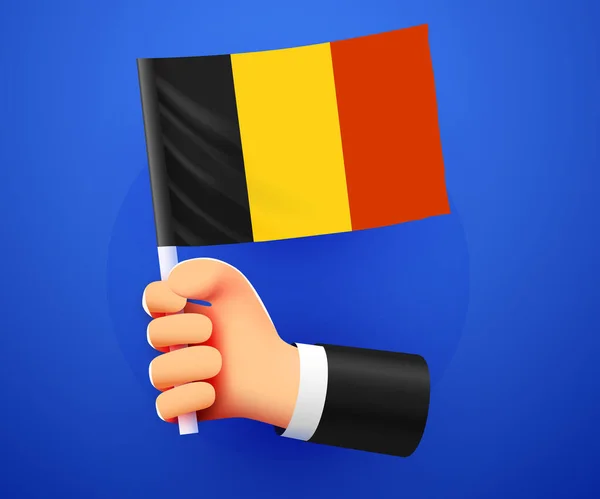 Trzyma Flagę Belgii Ilustracja Wektora — Wektor stockowy