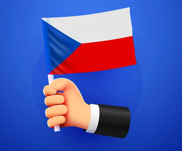 Hand Met Tsjechische Republiek Nationale Vlag Vectorillustratie — Stockvector