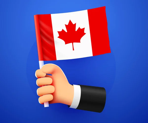 Ele Kanada Bayrağını Tutuyor Vektör Illüstrasyonu — Stok Vektör