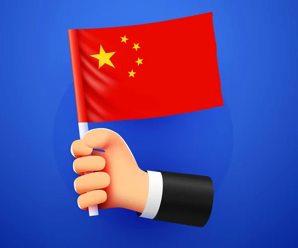 Trzyma Flagę Chin Ilustracja Wektora — Wektor stockowy