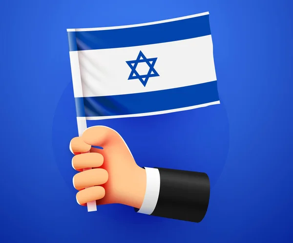 Ruka Držící Izrael Národní Vlajku Vektorová Ilustrace — Stockový vektor