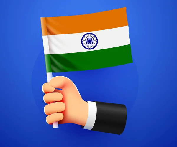 Hand Som Håller Indiens Flagga Vektorillustration — Stock vektor
