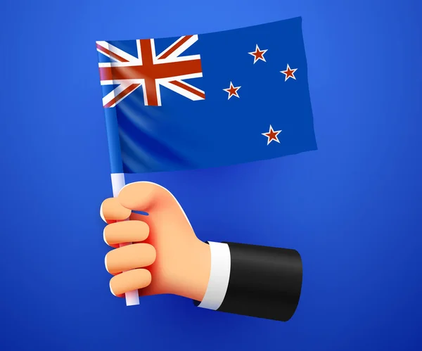 Hand Med Nya Zeelands Flagga Vektorillustration — Stock vektor
