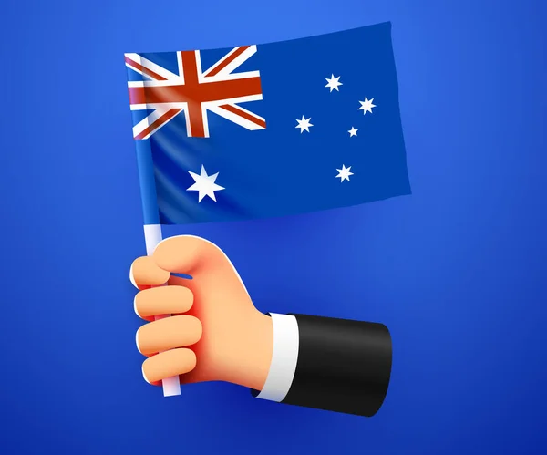 Hand Som Håller Australiens Flagga Vektorillustration — Stock vektor