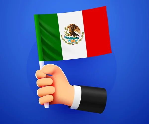 Mão Segurando Bandeira Nacional México Ilustração Vetorial —  Vetores de Stock