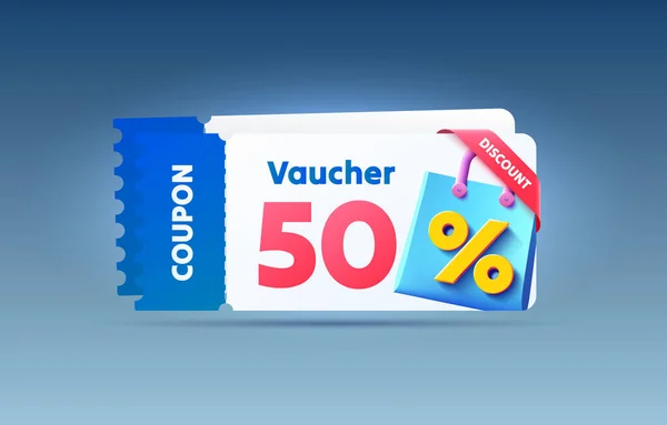 Coupon Voucher Percentage Bekijk Banner Speciale Aanbieding Vectorillustratie — Stockvector