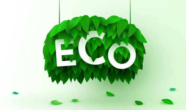 Frame Made Leaves Concept Green Technology Ecology Vector Illustration — Stock Vector