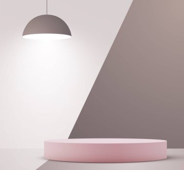 Abstract scene background. Cylinder podium on pastel background. Product presentation, mock up, show cosmetic product, Podium, stage pedestal or platform. Vector illustration