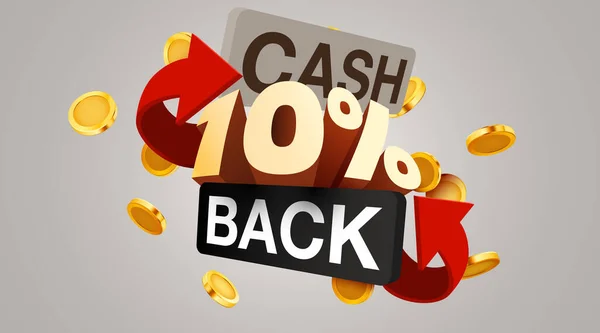 Cashback Ícone Por Cento Isolado Fundo Cinza Cashback Dinheiro Volta — Vetor de Stock