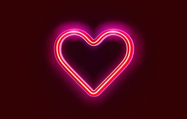 Neon Heart Signboard Red Background Vector Illustration — Stock Vector