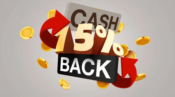 Cashback Icône Pour Cent Isolé Sur Fond Gris Cashback Étiquette — Image vectorielle