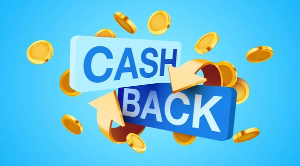 Icône Cashback Isolée Sur Fond Bleu Cashback Étiquette Remboursement Illustration — Image vectorielle