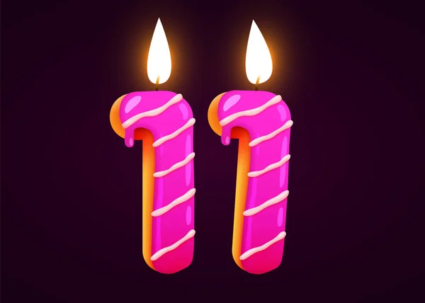 生日蛋糕字体11与蜡烛 一周年纪念日味道很好的藏品矢量说明 — 图库矢量图片