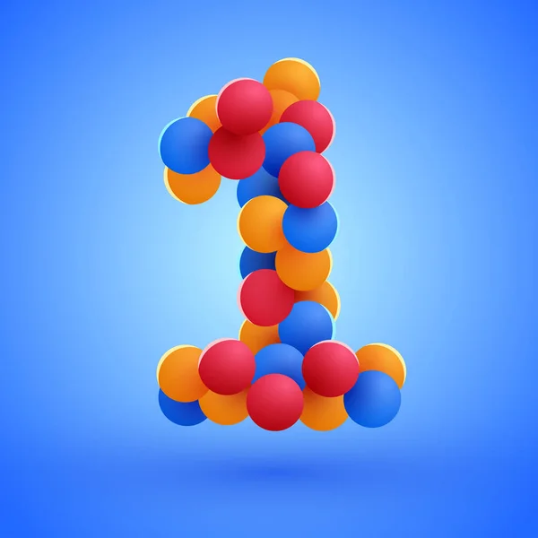 Número Feito Balões Festivos Multicoloridos Ilustração Vetorial — Vetor de Stock