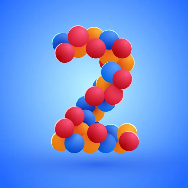 二号是用五彩缤纷的节日气球做的 矢量说明 — 图库矢量图片