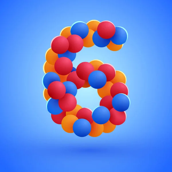 Nummer Gemaakt Van Veelkleurige Feestelijke Ballonnen Vectorillustratie — Stockvector