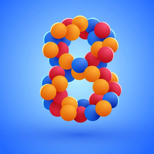 Nummer Gemaakt Van Veelkleurige Feestelijke Ballonnen Vectorillustratie — Stockvector