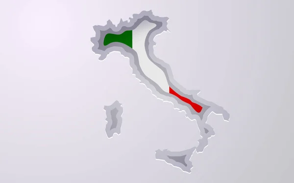 Mappa Italia Creativa Con Colori Bandiera Stile Carta Tagliata Illustrazione — Vettoriale Stock