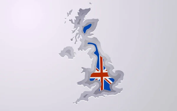 Mapa Creativo Gran Bretaña Con Colores Bandera Estilo Corte Papel — Vector de stock