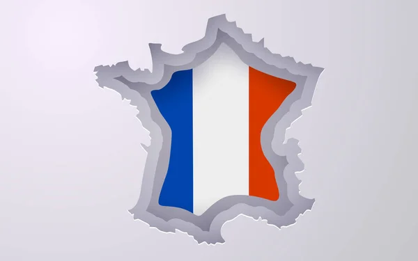 Карта Creative France Кольорами Прапора Стилі Обрізання Паперу Приклад Вектора — стоковий вектор