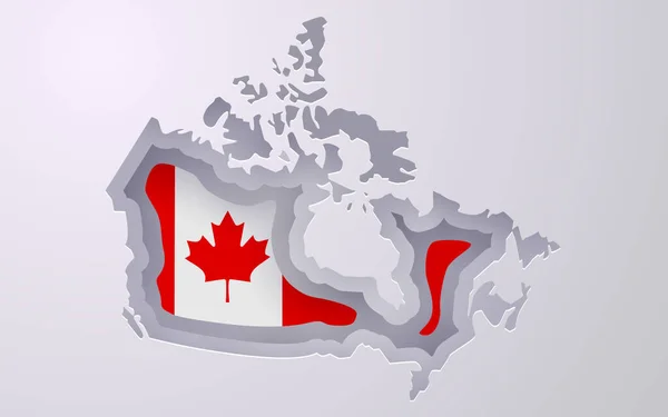 Kağıt Kesim Tarzında Bayrak Renkleri Olan Yaratıcı Kanada Haritası Vektör — Stok Vektör