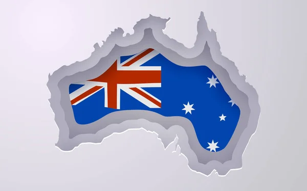 Kreativa Australien Karta Med Flagga Färger Papper Stil Vektorillustration — Stock vektor