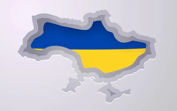 Карта Творча Україна Кольорами Прапора Стилі Обрізання Паперу Приклад Вектора — стоковий вектор