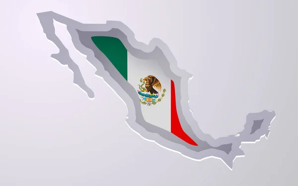Creative Mexico Map Flag Colors Paper Cut Style Векторная Иллюстрация — стоковый вектор