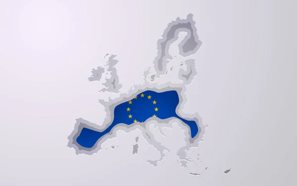 Europa Creativa Mappa Dell Unione Con Colori Bandiera Stile Carta — Vettoriale Stock