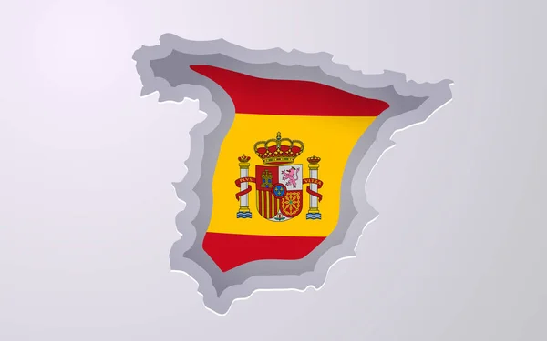 Mapa Criativo Espanha Com Cores Bandeira Estilo Corte Papel Ilustração —  Vetores de Stock