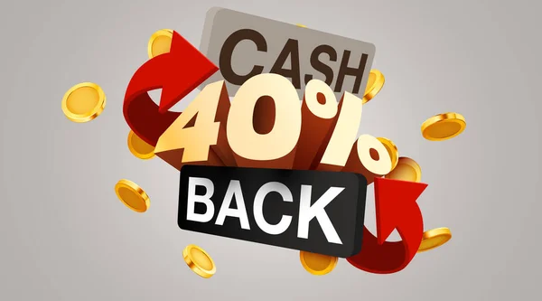 Cashback Cento Icona Isolata Sullo Sfondo Grigio Etichetta Cashback Money — Vettoriale Stock