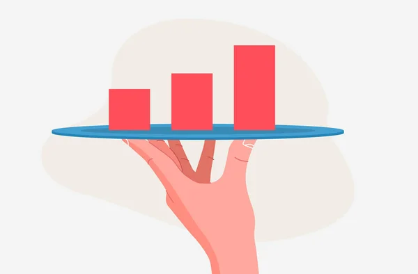 Hand Draws Growing Chart Dish Business Service Concept Modern Flat — Stock Vector
