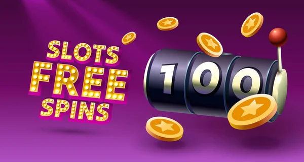 Slots Free Spins 100 Promo Flyer Poster Banner Game Play — Stockvektor