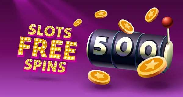 Slots Free Spins 500 Promo Flyer Poster Banner Game Play — Stockvektor