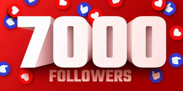 7000 Nebo 7000 Následovníků Vám Děkuje Přátelé Sociálních Sítích Následovníci — Stockový vektor