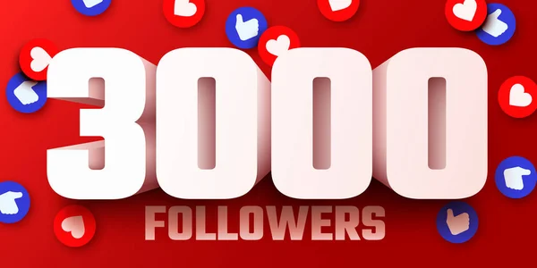 Lub 3000 Zwolenników Dziękuję Social Network Friends Followers Web User — Wektor stockowy