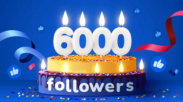 Oder 6000 Follower Bedanken Sich Freunde Sozialen Netzwerken Follower Abonnenten — Stockvektor