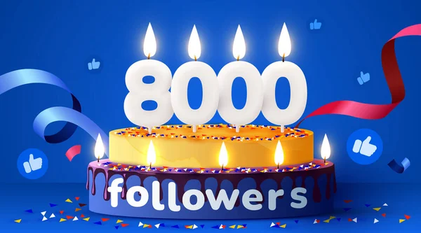 8000 Seguidores Gracias Amigos Redes Sociales Seguidores Suscriptores Gusta Pastel — Vector de stock