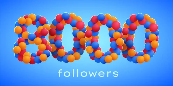 8K或8000名追随者用彩色气球感谢你 社交网络的朋友 追随者 订户或追随者等的庆祝活动 矢量说明 — 图库矢量图片