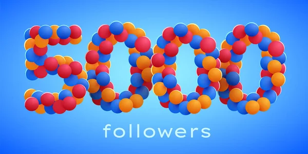 5000个追随者用五彩缤纷的气球感谢你 社交网络的朋友 追随者 订户或追随者等的庆祝活动 矢量说明 — 图库矢量图片