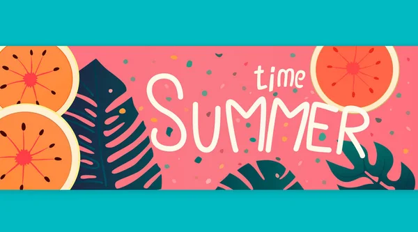 Літній Банер Вечірній Бар Сезону Тропічний Фруктовий Векторні — стоковий вектор